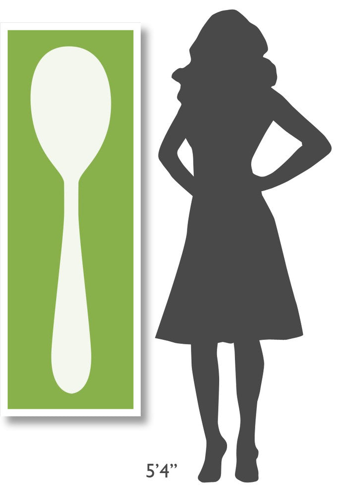 "Mealtime: White on Green - Spoon" Digital Paper Print by BG.Studio, 20"x56"