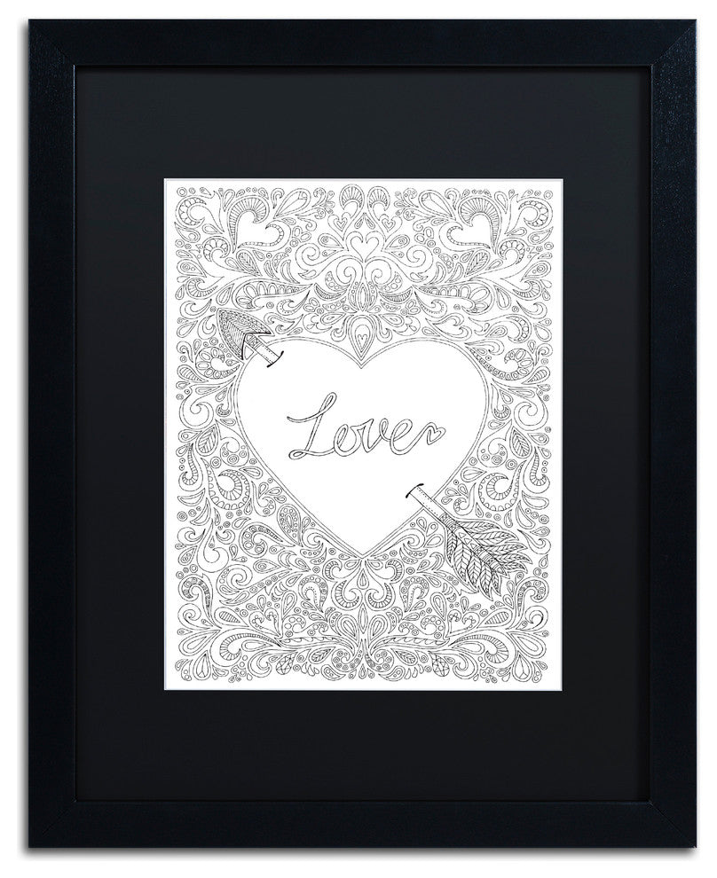 Hello Angel ''Arrow to my Heart'' Art, Black Frame, Black Mat, 20x16