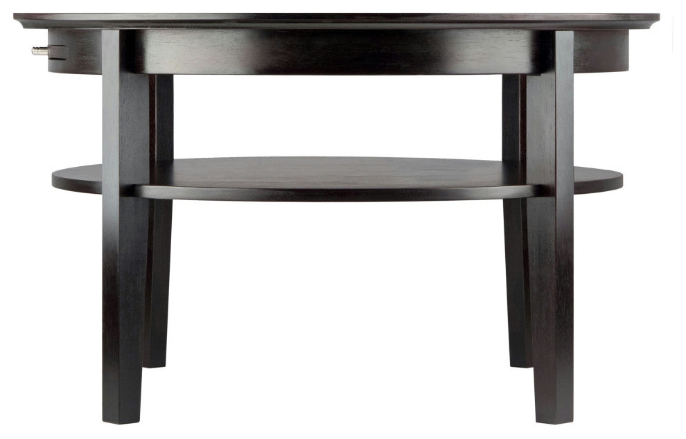 Amelia Round Coffee Table with Pull out Tray, Espresso
