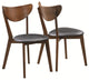 Quaint Dining Side Chair With Curved Back, Brown & Black, Set Of 2