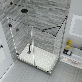 Bromley 75.25"-76.25"x34.375"x72" Frameless Corner Hinged Shower Enclosure