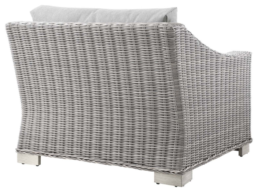 Conway Outdoor Patio Wicker Rattan Left-Arm Chair Light Gray Gray