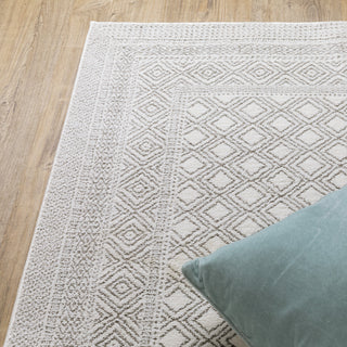 Monfort Diamond Oriental White/Grey Indoor Area Rug, 3'3"x5'