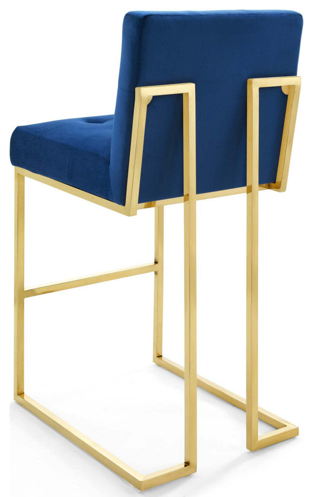 Bar Stool Chair Barstool, Set of 2, Velvet, Gold Blue Navy, Bar Pub Cafe Bistro