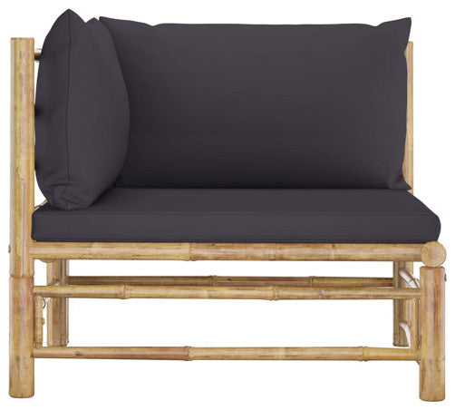 vidaXL Patio Corner Sofa Sectional Sofa with Cushions Modular Seat Bamboo