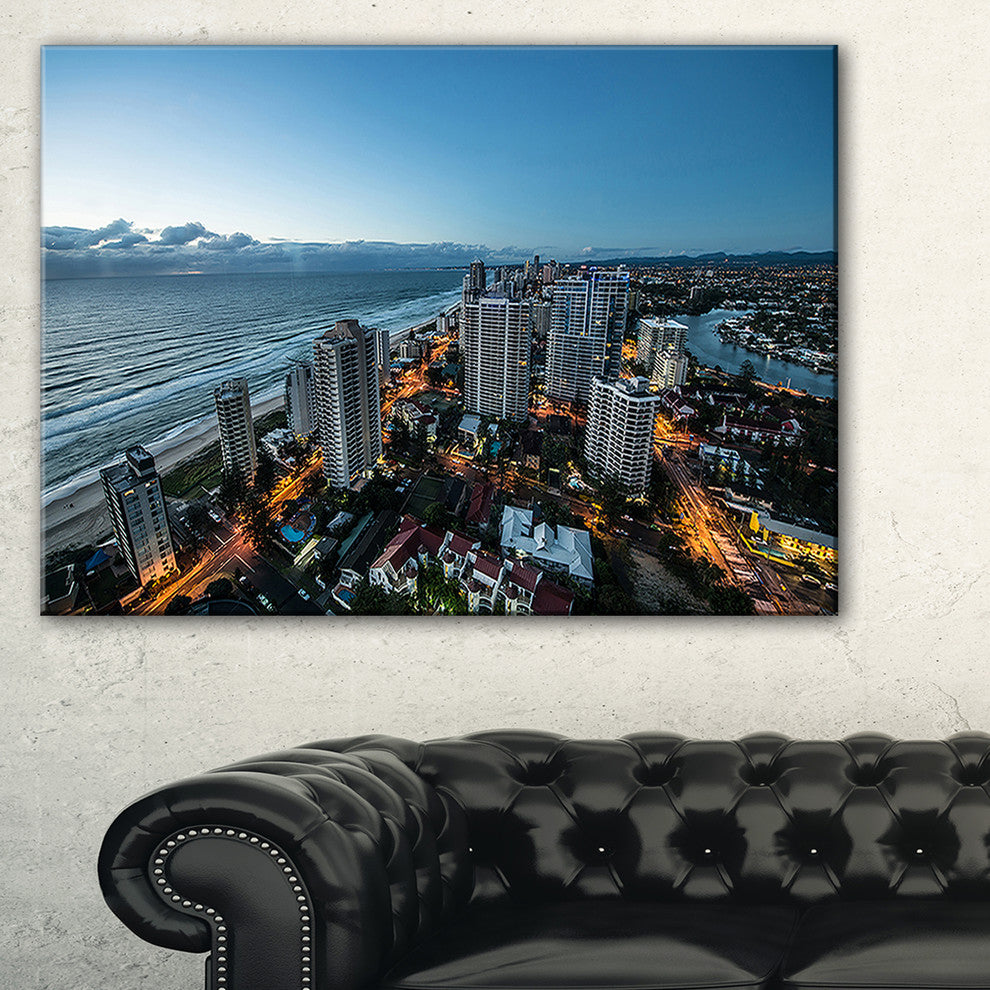 "Brisbane Skyscrapers And Sea Aerial View" Cityscape Canvas print, 40"x30"