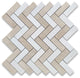 Crema Marfil Thassos White Marble 1x3 Herringbone Wall Floor Tile, 1 sheet
