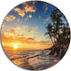 Paradise Tropical Island Beach With Palms, Circle Metal Wall Art, 11"