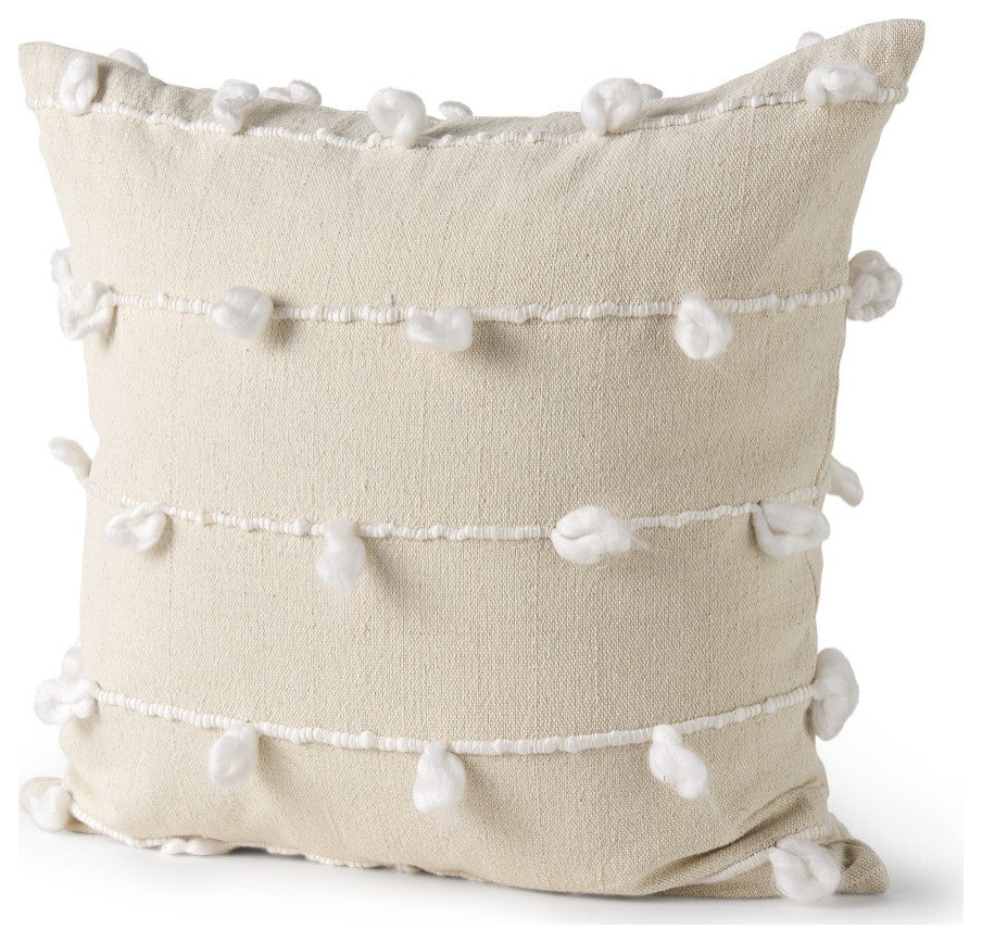 Clouds on Cream Canvas Square Pillow Cover