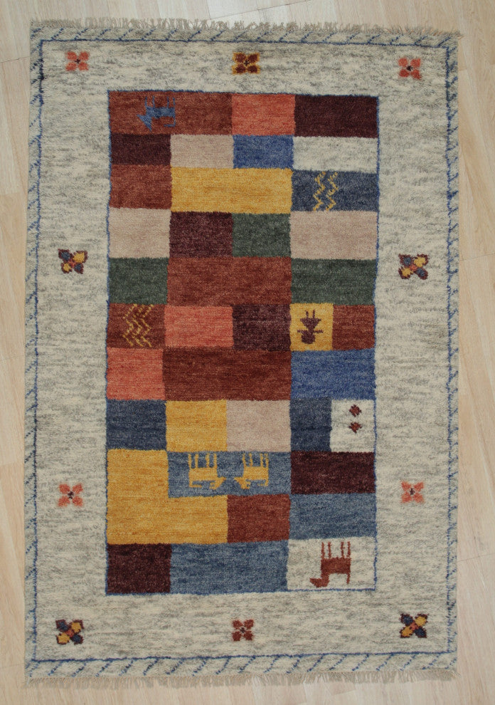 Beige Traditional Geometric Modern Knot Area Rug