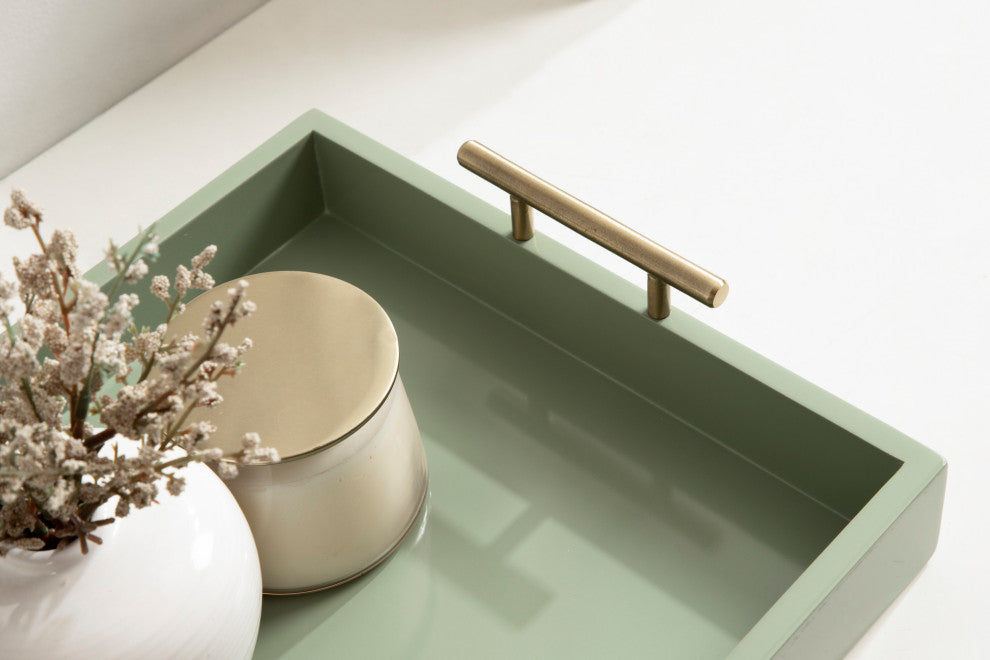 Lipton Decorative Wood Tray With Metal Handles, Green, 16.5"x12.25"