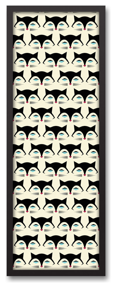 Mod Cats 12x36 Black Framed Canvas