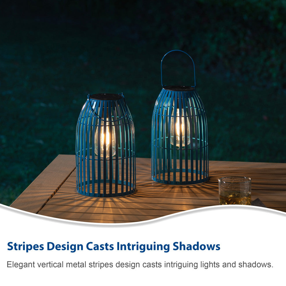 Metal Woven Solar Powered Hanging Lantern, 2-Piece Set