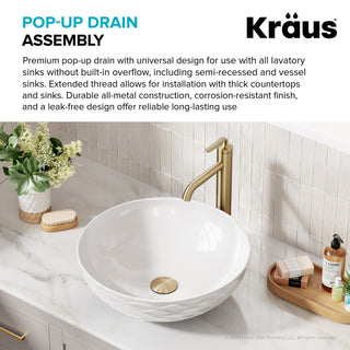 Pop Up Drain With Extended Thread, Brushed Gold