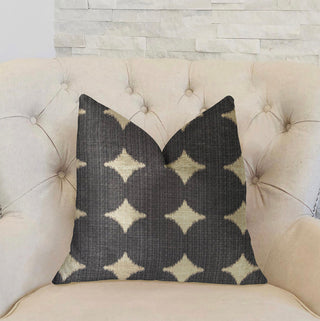 Savannah Black and Beige Luxury Throw Pillow, 24"x24"