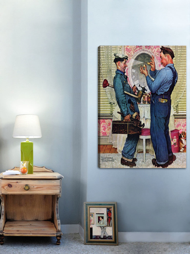 "Plumbers" Painting Print on Canvas by Norman Rockwell