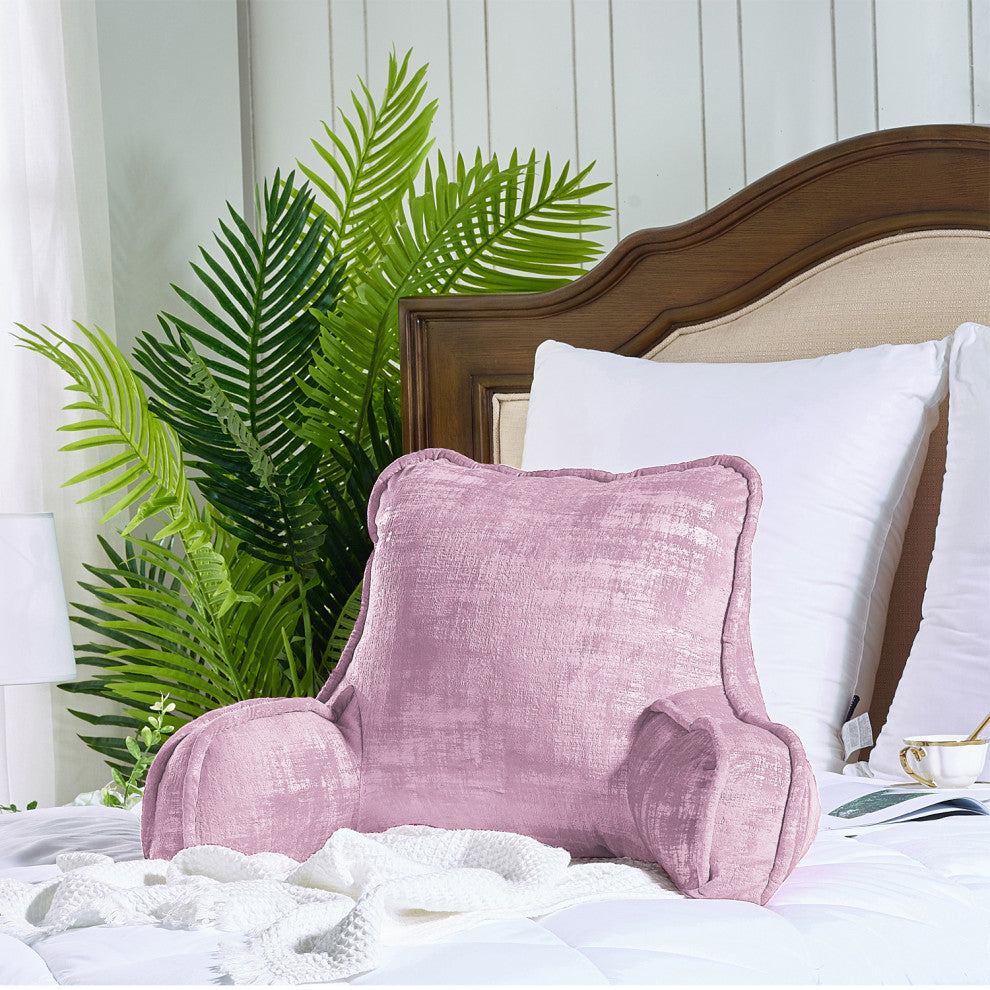 Textured Velvet DIY Bed Rest Cover and Inserts, Soft Pink, 20"x18"x17"