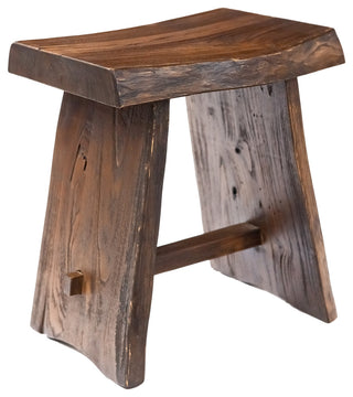 Nordic Style Teak Stool with Curved Seat