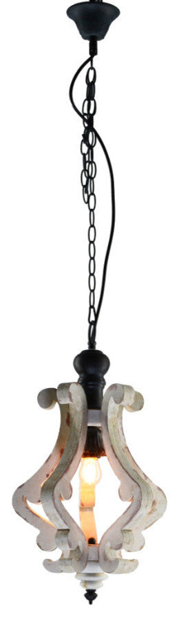 Benzara BM147075 Wooden Home Perth Chandelier, White