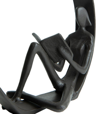 Danya B. Contemporary Encircled Reader Cast Iron Sculpture Statue, Female