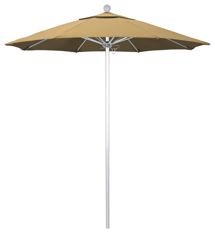 7.5' Silver Anodized Push Lift Aluminum Umbrella, Champagne Olefin