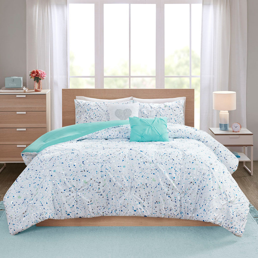 Intelligent Design Abby Glam Bedding Set, Aqua Blue, Twin/Twin Xl, Comforter Set