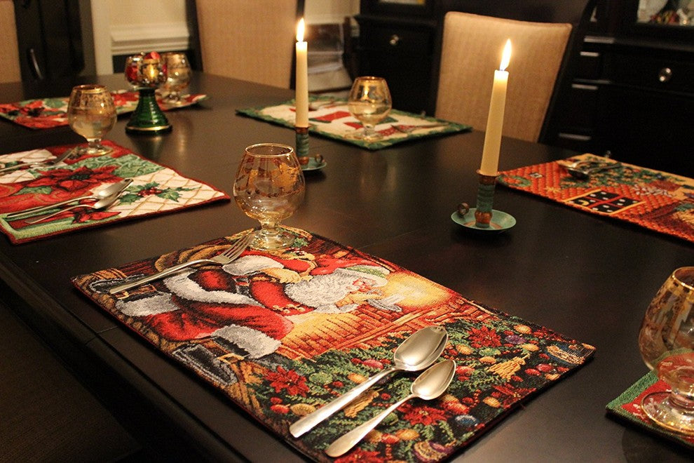 Tapestry Festive Christmas Holiday Down The Chimney Placemats, Set Of 4