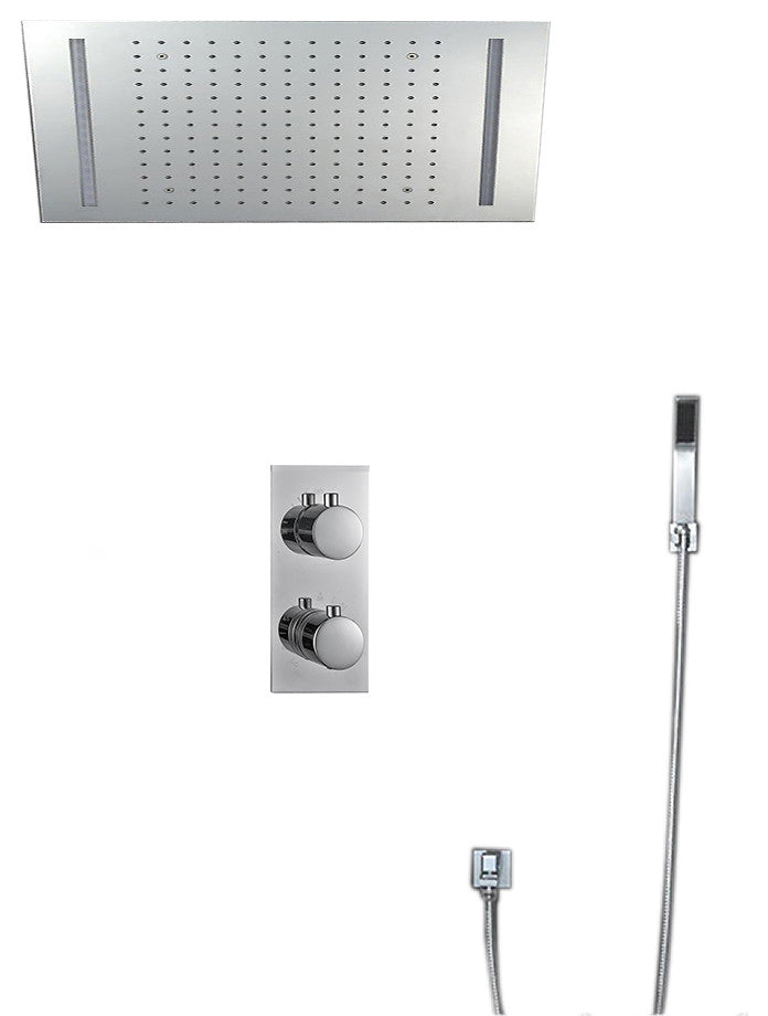 BathSelect 15 "20" Large LED Showers Head With 2 Way Mixer and Hand Shower