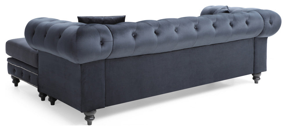 Nola Sofa Chaise, Black