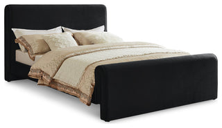 Sloan Black Velvet Full Bed, Black, Full