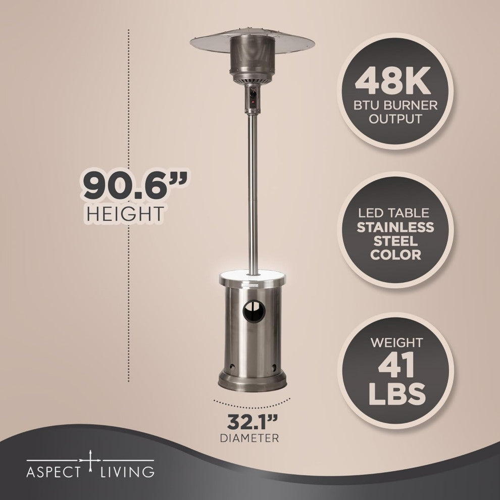 Aspect Living 65046 Patio Heater With LED Table