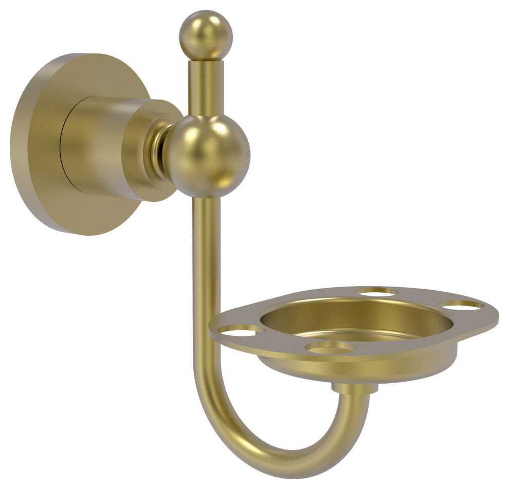 Astor Place Tumbler and Toothbrush Holder, Satin Brass