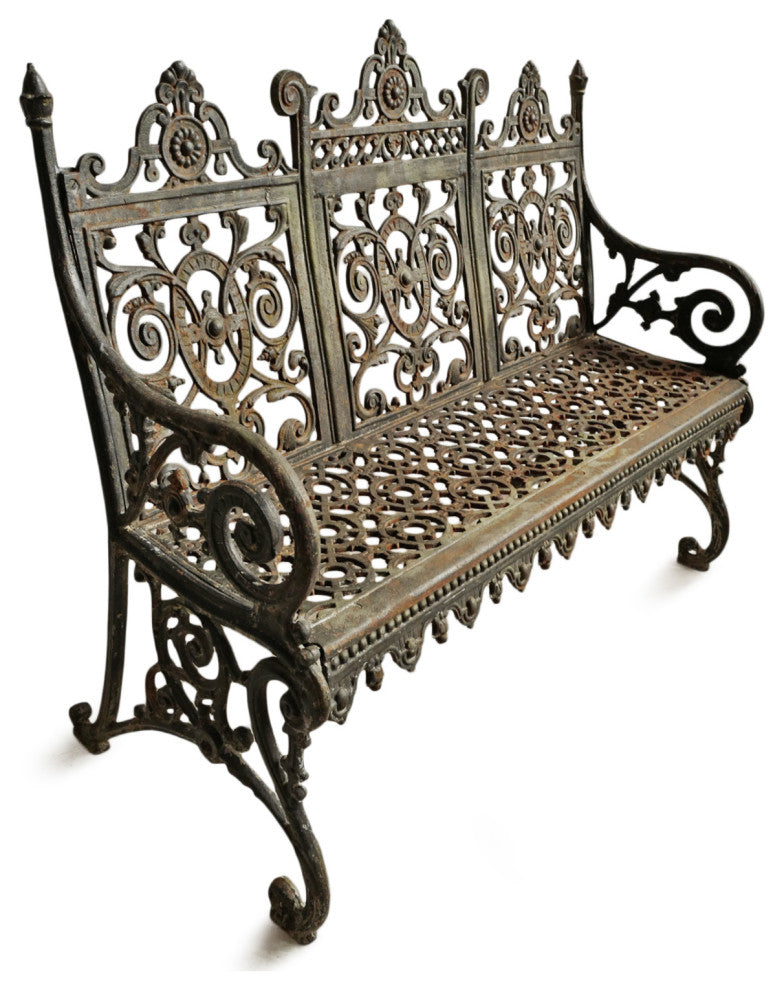 Consigned French Cast Iron Garden Bench