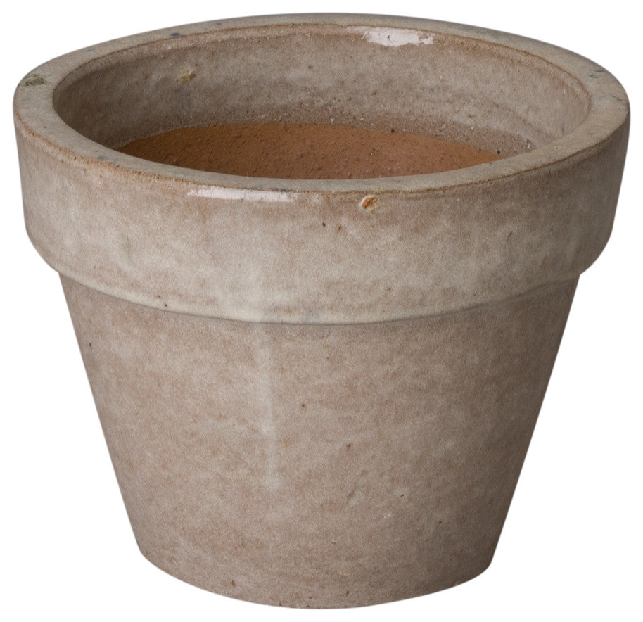 11" Dia Distressed White Ceramic Round Flower Pot Planter
