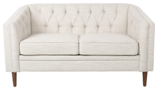 Jelm Contemporary Tufted Loveseat, Beige, 100% Polyester + Birch