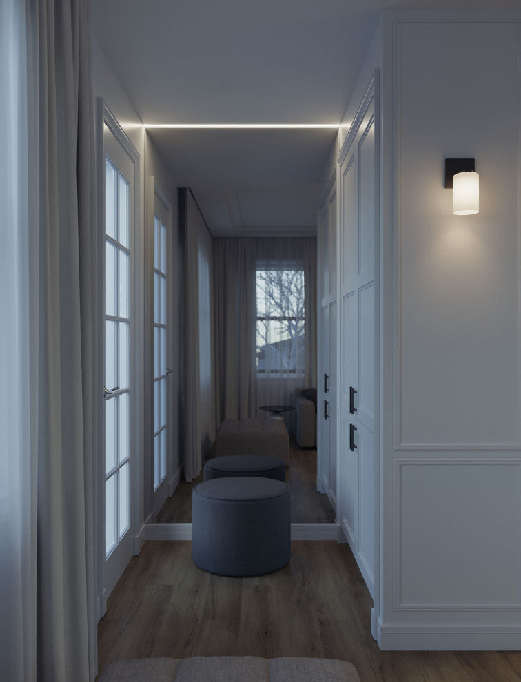 Leo 1-Light Sconce, Clear Glass Shade, Black Finish