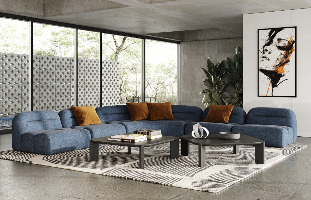 Divani Casa Forman Modern Blue Fabric Modular Sectional Sofa