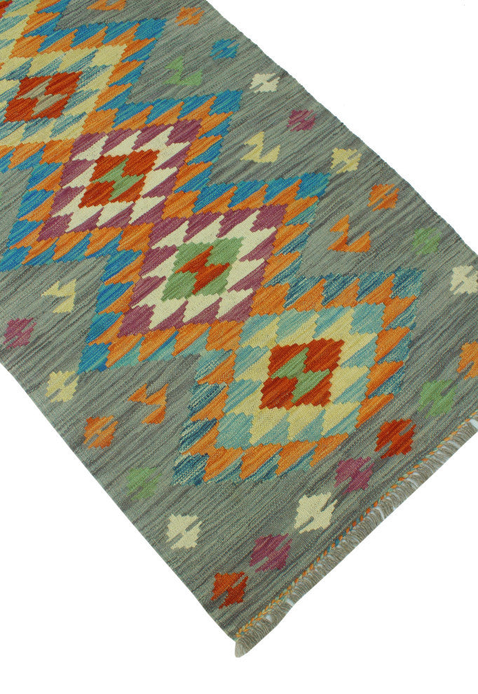 Sangat Kilim Arali Gray/Blue Runner, 2'8x9'10