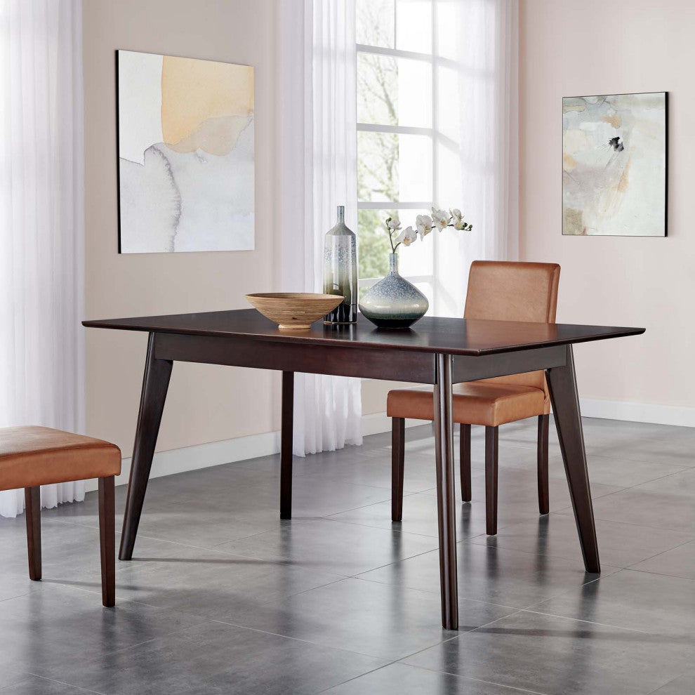 Dining Table, Rectangular, Wood, Drak Brown, Modern, Cafe Bistro Restaurant