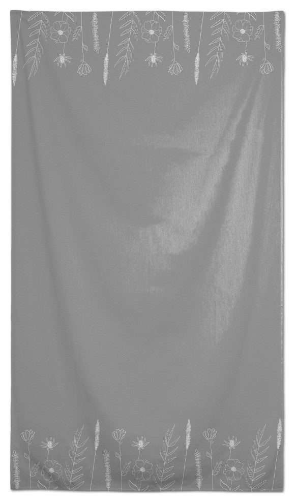 Gray Flowers 58 x 102 Outdoor Tablecloth