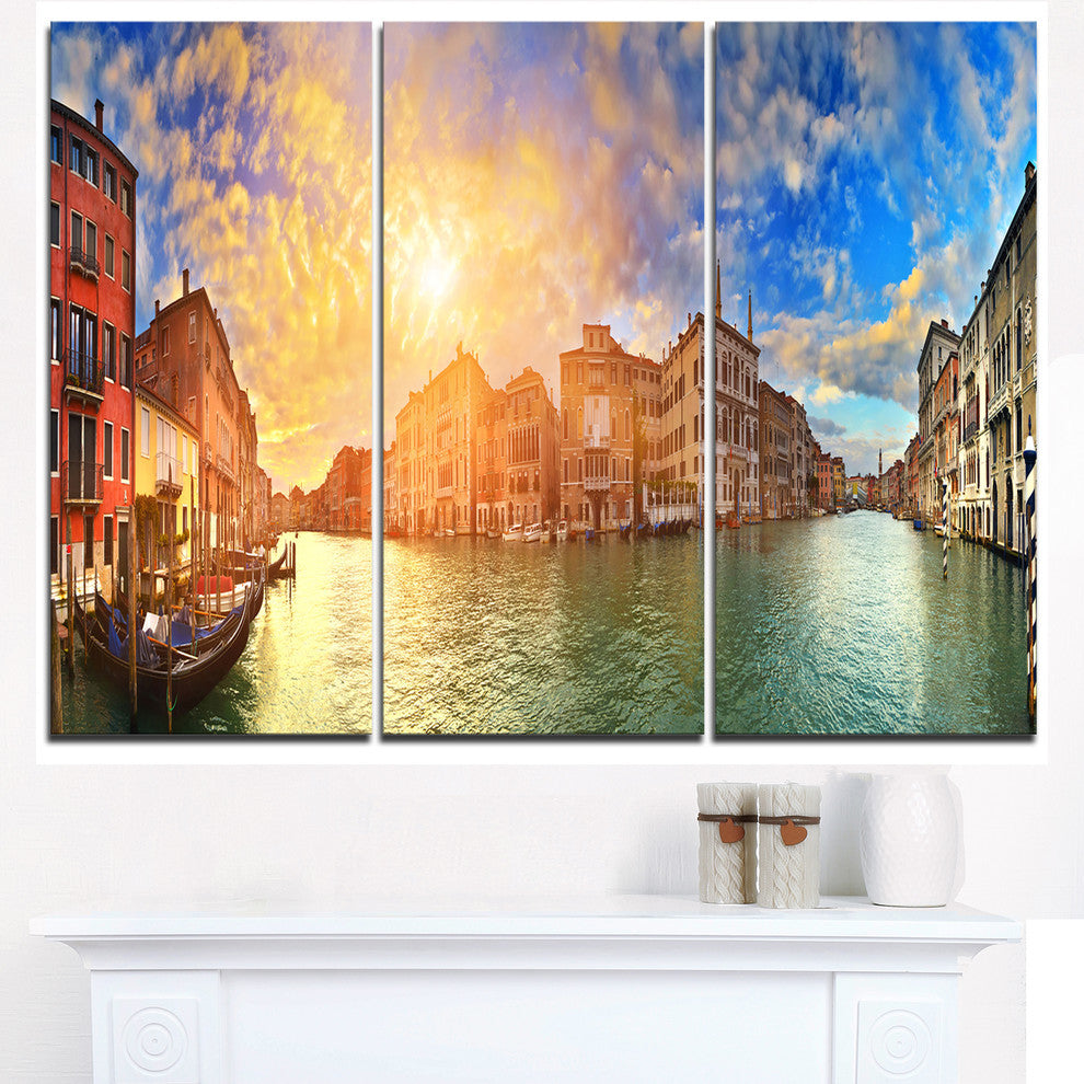 "Grand Canal Venice Panorama" Metal Wall Art, 3 Panels, 36"x28"