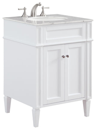 Home Living Vanity with Carrara White Marble Countertop, White, 24", Single Sink