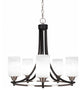 Paramount 5-Light Chandelier, Matte Black & Brushed Nickel, 4" White Matrix