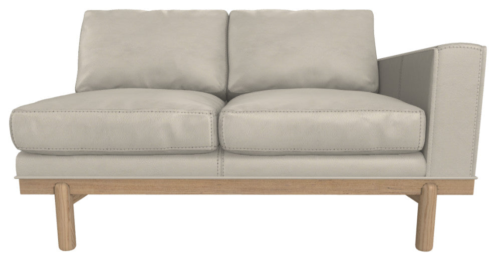 Cantor Right Arm Leather Sofa, Finish: Dove, Leather: Cream