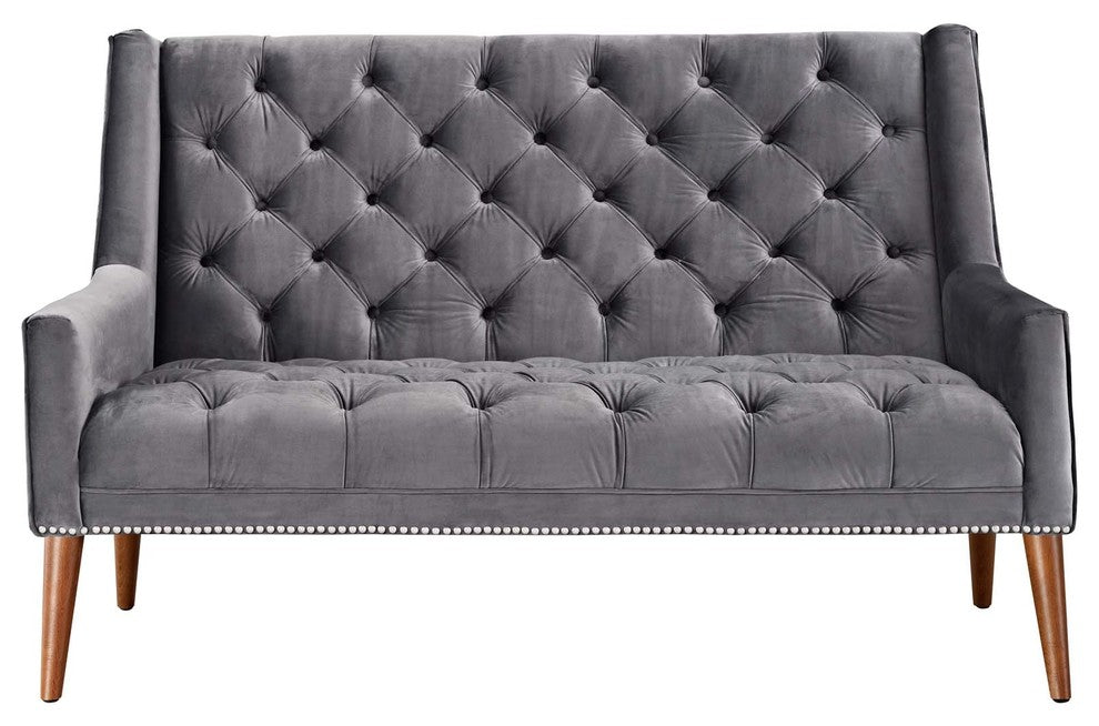 Modern Gray Peruse Velvet Loveseat