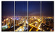 "Downtown Nighttime Panorama" Cityscape Artwork Canvas, 4 Panels, 48"x28"