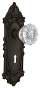 Victorian Plate With Keyhole Passage Crystal Glass Door Knob, Oil Rubbed Bronze