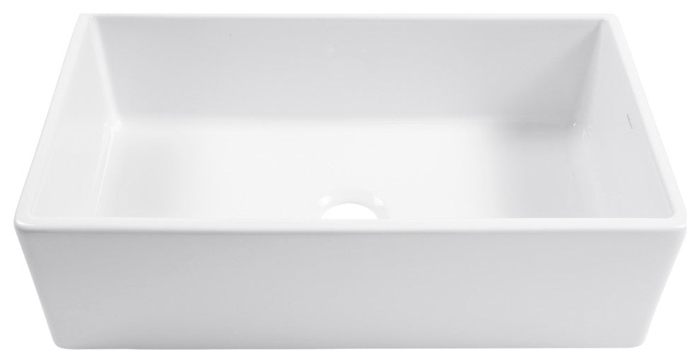 Austen Crisp White Fireclay 33" Single Bowl Farmhouse Undermount Kitchen Sink