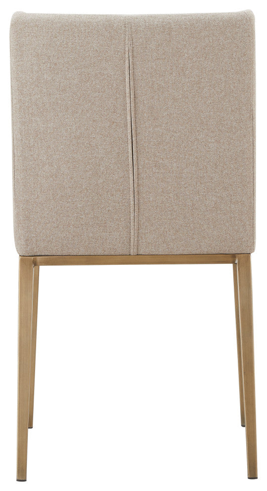 Modrest Mimi Contemporary Beige + Brass Dining Chair, Set of 2