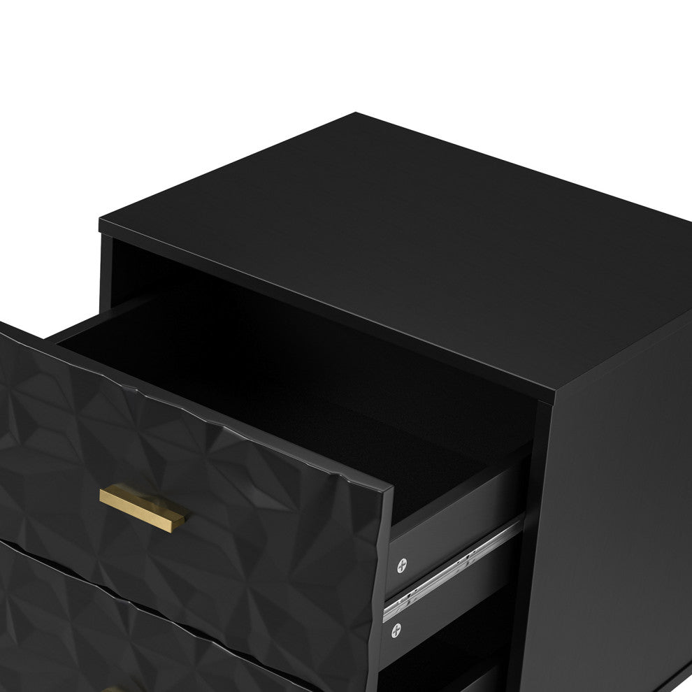 Nightstand With 2-Drawer 25.2'' Tall, Black